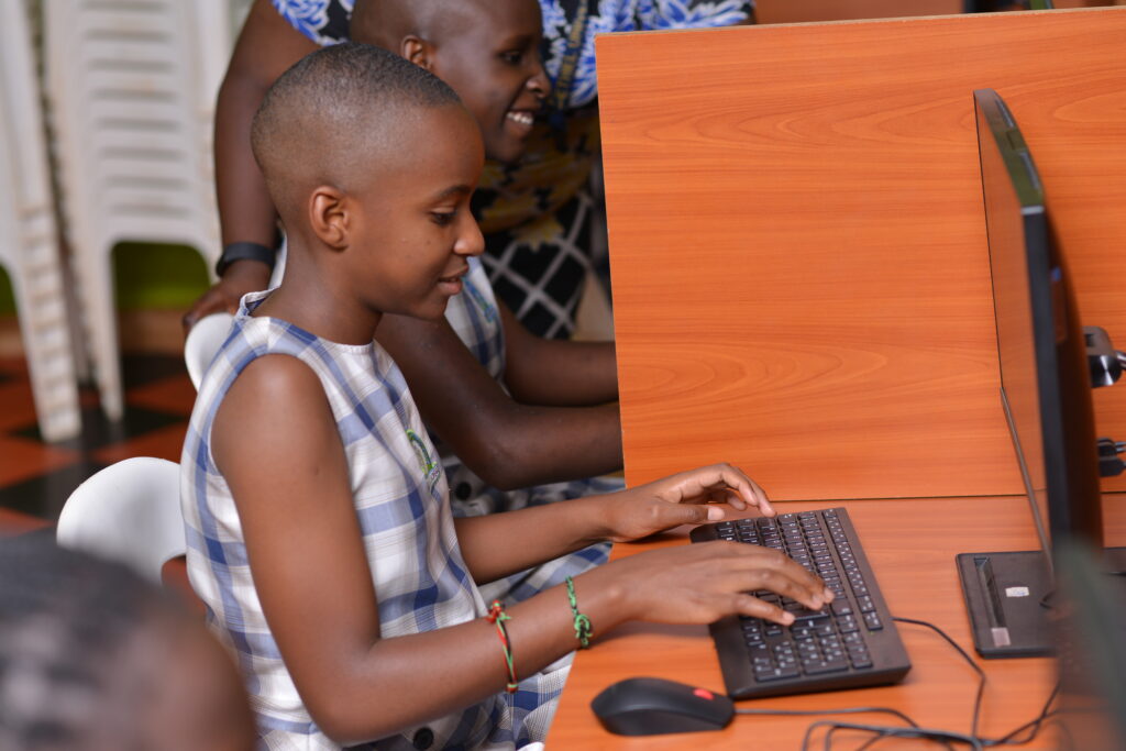 Girl learning on a computer
